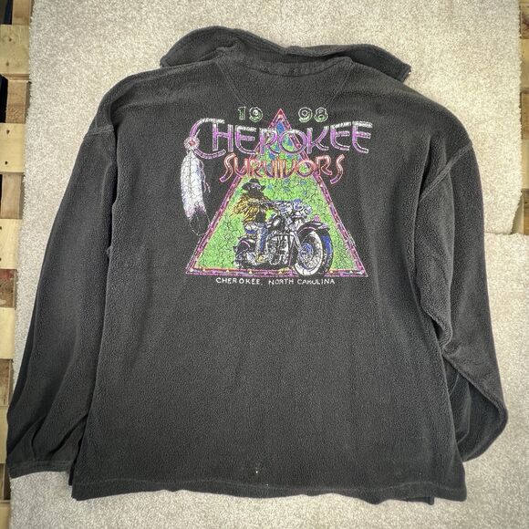 Vintage 1998 Cherokee Survivors Motorcycle Biker 1/4 Zip USA Made Size 2XL‎ 3XL - Picture 2 of 8